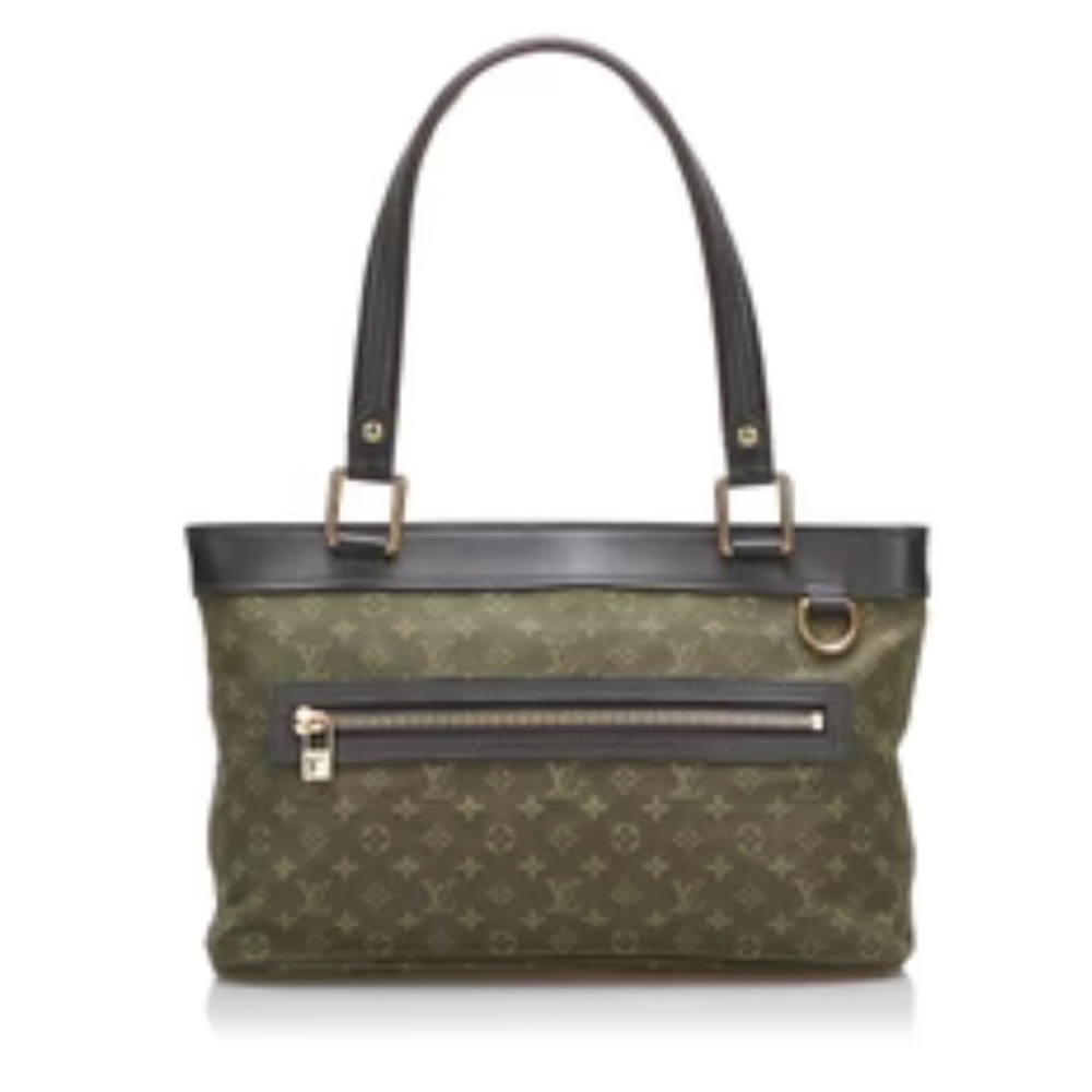 Louis Vuitton Olive Green Monogram Tote with Dark Brown Trim authentic.